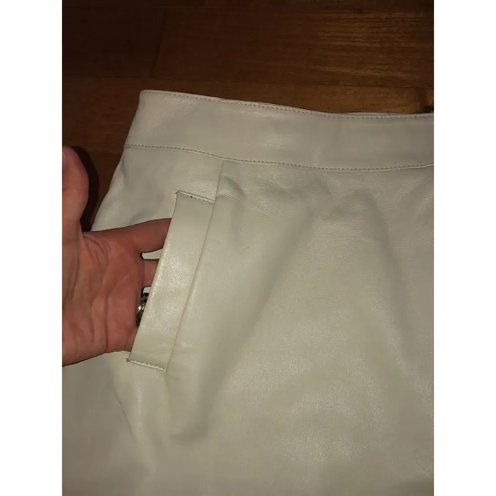 American Vintage Y2K Margaret Godfrey leather ivory skirt size 14